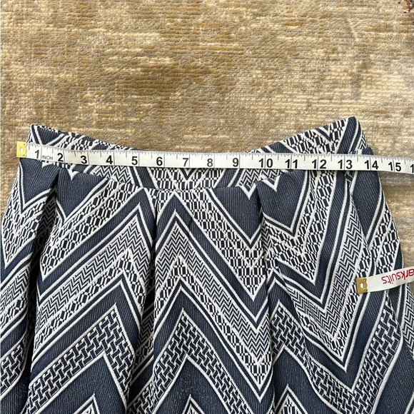 Joe B Knee Length A Line Skirt Chevron Medium Blue Stretch Midi Modest Retro - Picture 7 of 8